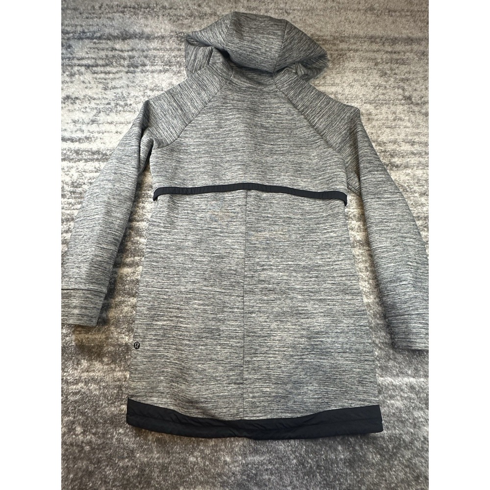 Lululemon Jacket Women 4 Pick Your Path Heathered Space Dyed Black Slub Hood - Picture 6 of 10